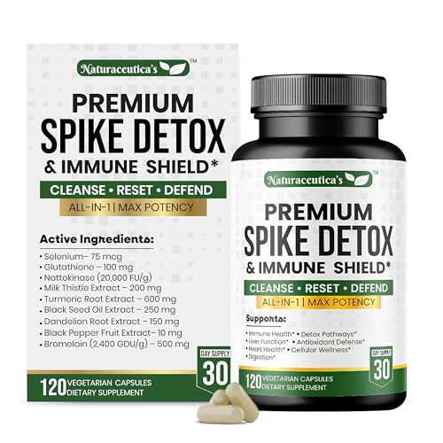 9-IN-1 Premium Spike Detox Wellness Formula – 8X Potency Nattokinase, Bromelain, Curcumin, Milk Thistle for Spike Support, Immune & Antioxidant Support, Liver & Heart Health support –120 Veg. Capsules