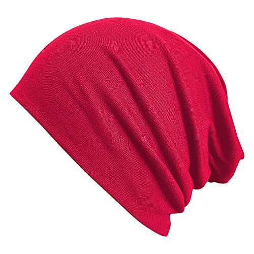 VIAUMBR Gorros Hombre Gorro Mujer Slouch Beanie para Hombres y Mujeres Cálido Cómodo Práctico Primavera Otoño Invierno Rojo