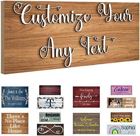 Personalized Wood Sign Custom Name Signs Plaque with Text Customized Family Wall Door Welcom Sign for Home Decor Wall Art Gifts for Wife Husband Dad Mom Him Her
