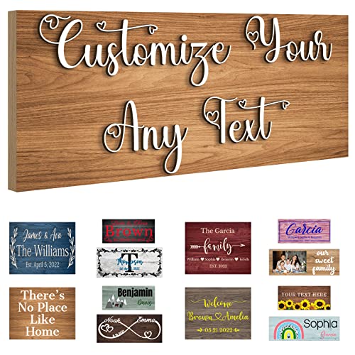 Personalized Wood Sign Custom Name Signs Plaque With Text Customized Family Wall Door Welcom Sign For Home Decor Wall Art Gifts For Wife Husband Dad Mom Him Her #TOP3