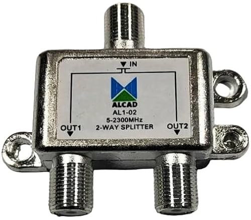 Splitter Coassiale TV SAT 2 Uscite Frequenza 5-2300MHz –Connettori Filettati – Divisore Coassiale per Segnale TV, DVB-T e SAT