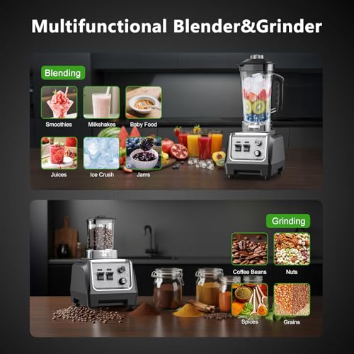 Blender for Smoothies with 1800 Watt Motor Powerful Countertop Blenders for Kitchen 70OZ Large Capacity Smoothie Blender and Grinder Combo for Ice Crush Frozen Drinks Puree