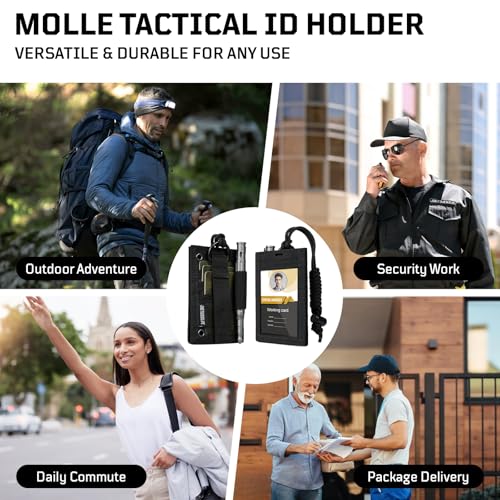 Image of OneTigris Tactical ID Card Badge Holder with Lanyard & Detachable Hook Loop