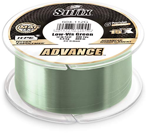 Sufix, Advance Monofilament Line, 8 lbs Tested.011" Diameter, 330 Yards, Low Vis Grren