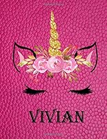 Vivian : Sketchbook Cute Unicorn on Pink Leather Effect Background. Large Unlined Blank Paper for Girls,110 Pages, 8. 5 X 11 ,Great for Drawing, Sketching, Crayon Coloring and Colored Pencil Drawing 1659555973 Book Cover