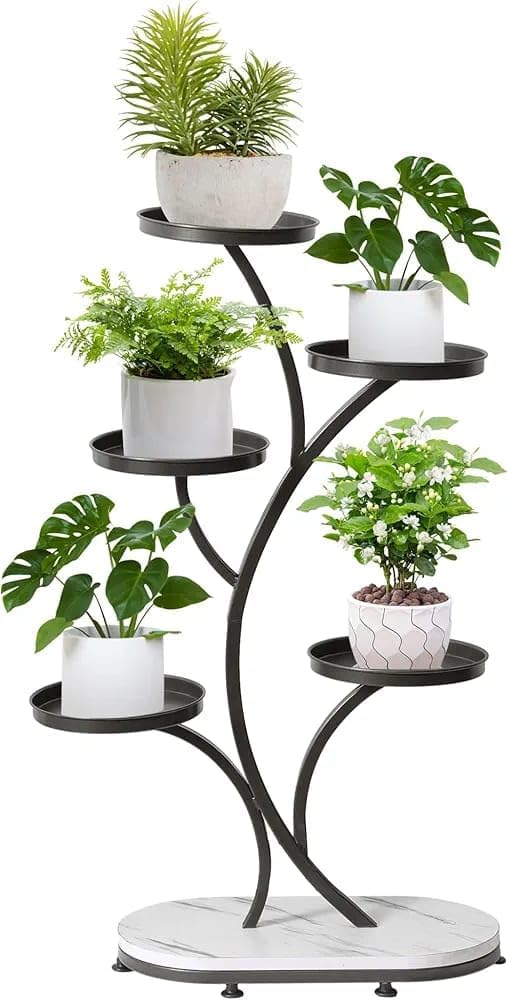 Dynamic Arrow Craft, 5 Tier Black Tree Shape Metal Planter Stand with MDf- Base Modern Gamla Stand For Indoor Outdoor-Living Room and Balcony.-image-33