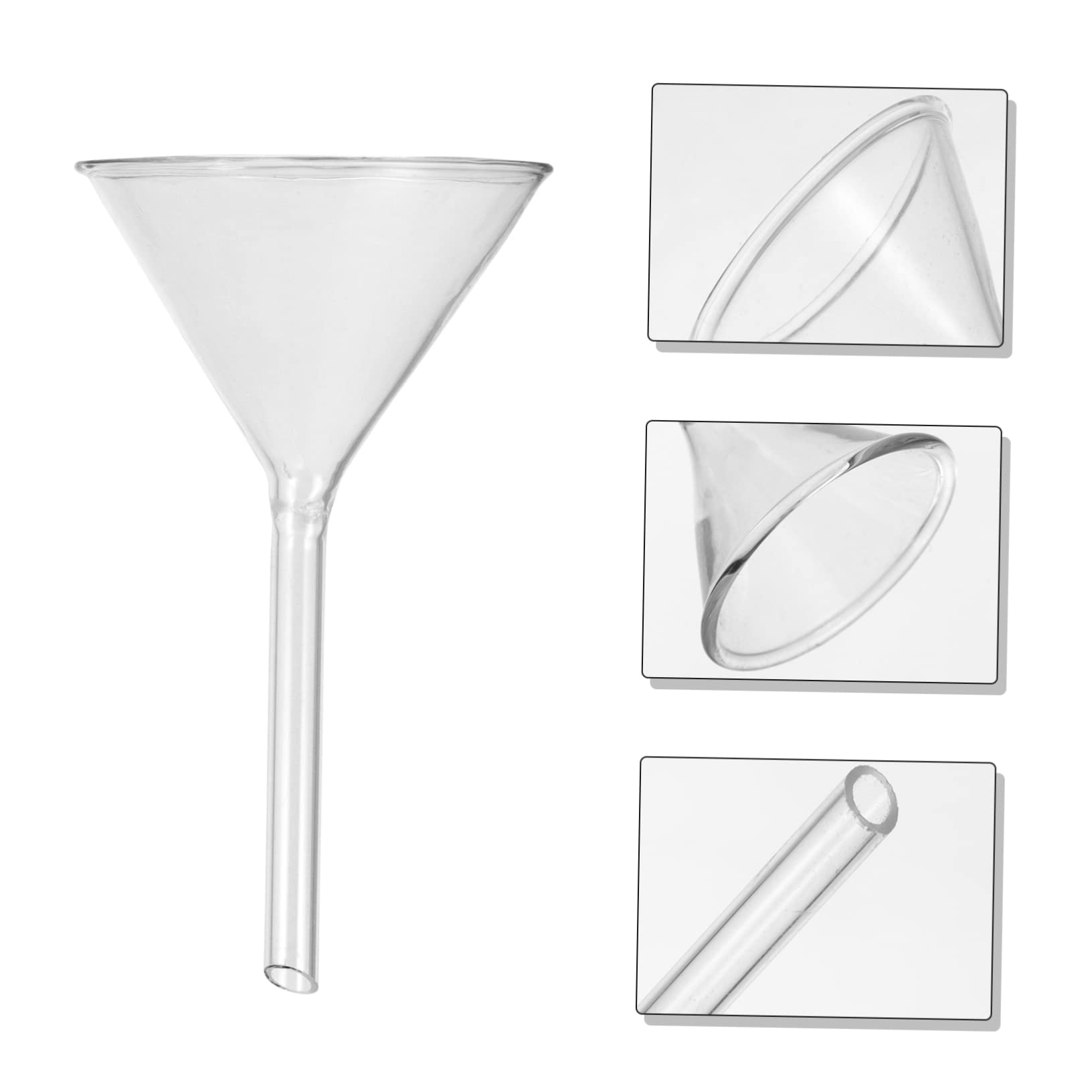 VILLCASE Herramientas Juego De Embudos De Vidrio Embudo De Llenado Redondo De Vidrio De 4 Piezas Embudo Triangular De Vidrio para Laboratorios De Ciencias Y Uso Doméstico En La Cocina Polvo