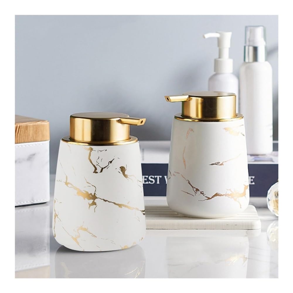 Dozownik mydła łazienkowego Dozownik mydła do łazienki - 400 ml, matowy, marmurowy, ceramiczny, do blatu Dozowniki łazienkowe