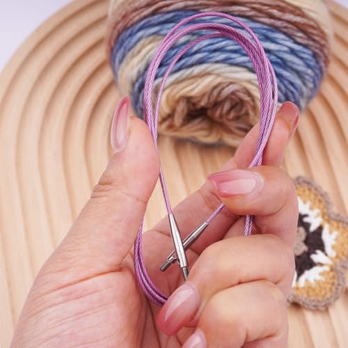 Image of Weabetfu Options Interchangeable Circular Knitting Needle Cable,Swivel 360 Inter.Cable for Circular Needle - 47inch(120cm)