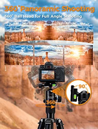 Camera Tripod - Stable Tripod Load Up To 17.64Lbs, Tripod Stand With 360 Panorama Ball Head, Aluminum Camera Tripod Lightweight, Foldable For Travel And Work, Compact Tripod Compatible With Dslr #TOP5