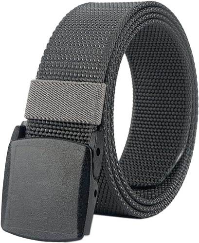 Image of LionVII Mens Belt Web,Nylon Webbing Canvas Outdoor Casual Belt with Plastic Buckle Breathable for Work Sports