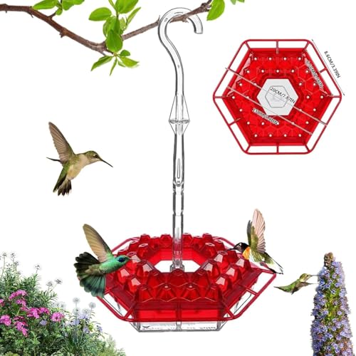 Sherem Hummingbird Feeder Ant and Bee Resistant Hanging Outdoor Easy to Clean and Fill (Red-1PC)