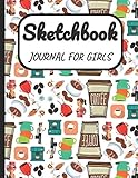  Sketchbook Journal for Girls: A Large Note Book for Girls of All Ages With Blank Paper For Drawing And Sketching: Artist Edition with Girly Cover