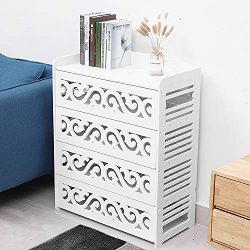 Zapatero de madera de 4 niveles, piso, zapatero, estante de baño, estante independiente, zapatero tallado, estante de almacenamiento, organizador, estante con puerta abatible para pasillo entrada