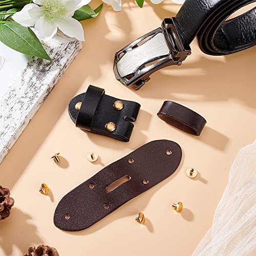 FINGERINSPIRE 2 Pcs Men's Pin Buckle Head 66.5x45x21mm Black & Brown Retro Belt Buckle with Brass Screw Rivets Leather Belt Replacement Link Buckle Belt Head for DIY Leather Craft Sewing Accessories - Image 4
