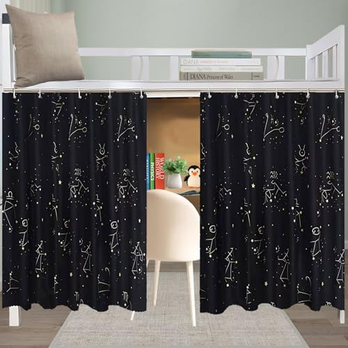 Image of XiRiDa Blackout Bunk Bed Curtain Room Constellation Privacy Protection Canopy, 2 Panels
