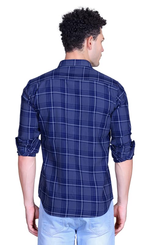 Image of SANE ORIGINALS Ingdigo Washed Checks Pure Cotton Shirt for Men