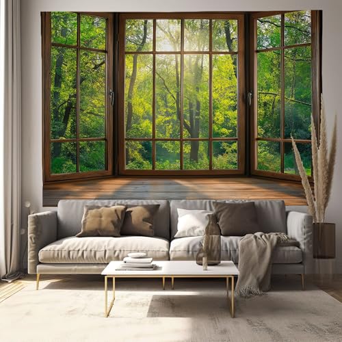 Tapisserie forêt paysage 200x150cm pour créer une fenêtre 3D nature dans votre chambre