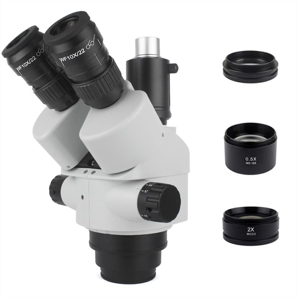 Microscope 7X-45X 3.5X-90X Simul-Focal Trinocular Microscope Zoom Stereo Microscope Head 0.5X 2.0X Auxiliary Objective Lens C-Mount Camera for PCB Soldering Phone Repair PCB Inspection(with 2.0X 0.5X