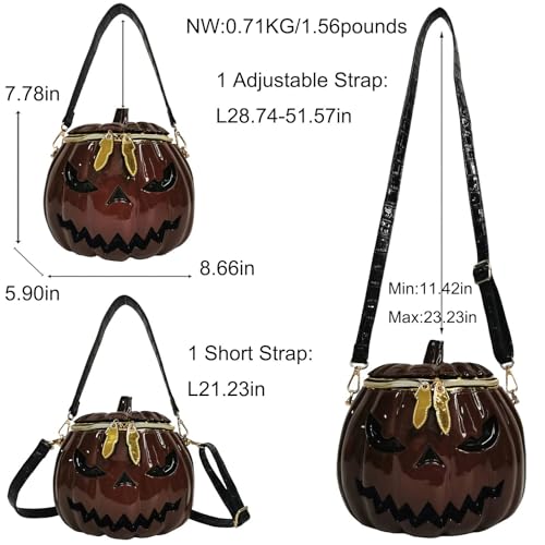 Image of Men and Women PVC Pumpkin Shaped Crossbody Shoulder Bag Handbag Halloween Pumpkin Purse