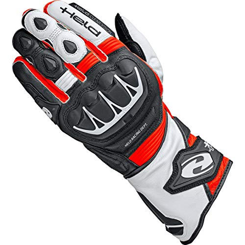 Held 21911-00/002 12 Evo-Thrux 2 Leather Motorcycle Gloves 12 Black Red (3XL)