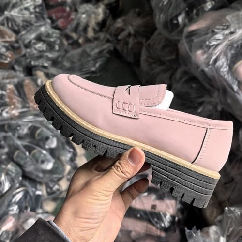 Women's Comfortable Chunky Slip On Platform Loafers,Non Slip Comfortable Round Toe Flats Lug Sole Walking Casual Shoes3