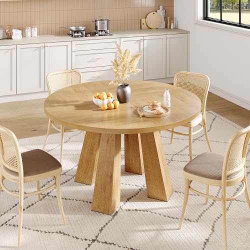 IDEALHOUSE 47" Round Dining Table for 4-6, Farmhouse Wood Kitchen Table - 2