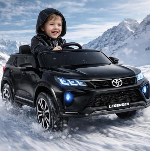 Image of Kawaii Kids Licensed Toyota Kids Rideon Car | Toyota Legender | Manual Plus Remote Control | Lights and USB Music Player | Kids Age - 1-5 (LEGENDER, Black)