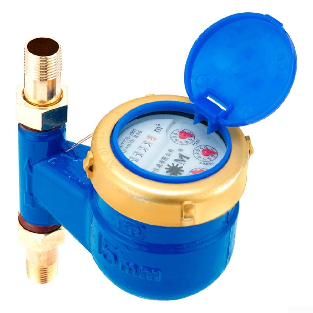 Compteur d'eau vertical, compteur d'eau froide en laiton lourd, compteur d'eau verticale connecté au cuivre pour maison/jardin/maison/appartement (DN25)