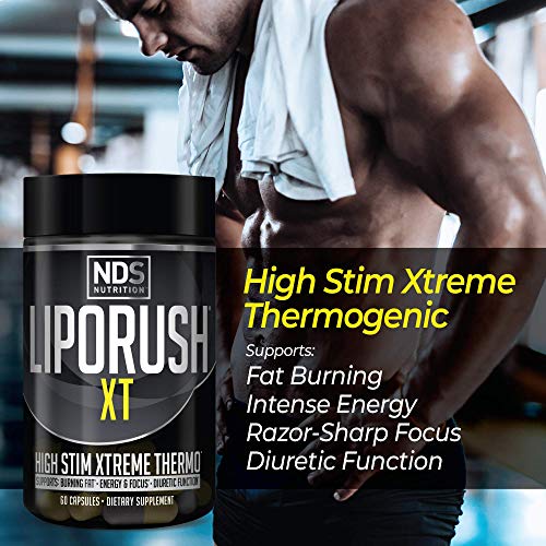LIPORUSH NDS Nutrition XT - Concentrated Thermogenic with L-Carnitine & Teacrine for Shredding Fat - Supports Energy, Focus, Calorie Burning, Diuretic, Appetite Control - 60 Capsules - Image 6