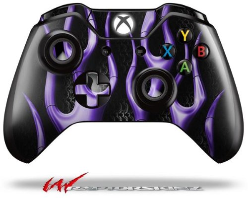 WraptorSkinz Decal Style Vinyl Skin Wrap compatible with XBOX One Original Wireless Controller Metal Flames Purple - (CONTROLLER NOT INCLUDED)