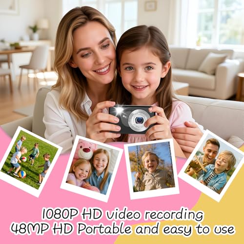 Macchina Fotografica Digitale, 1080P Hd Fotocamera Digitale Compatta Scheda Memoria 32GB, Macchina Fotografica Bambini A Longa Autonomia, Cadeau Ideale Bambini, Adolescenti, Principianti(Nero) - 2