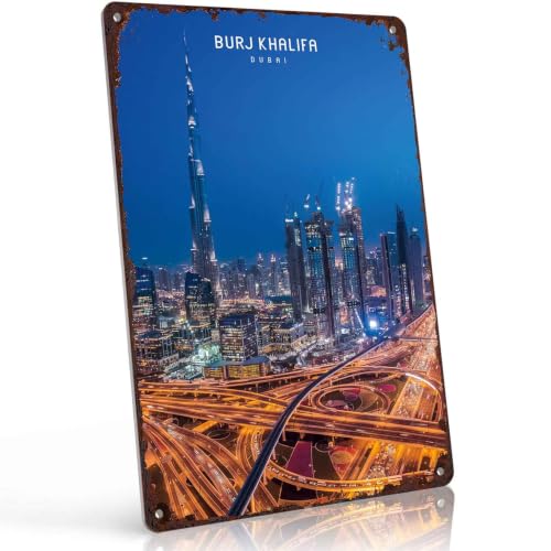 Burj Khalifa Dubai Metal Sign 8 x 12 Inch