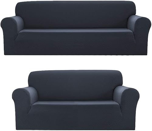 Miniatura 7 de Sapphire Home Juego de fundas de sofá y sofá biplaza de 2 piezas, ajuste elástico, sin arrugas, protector de muebles, fundas de sofá para sala