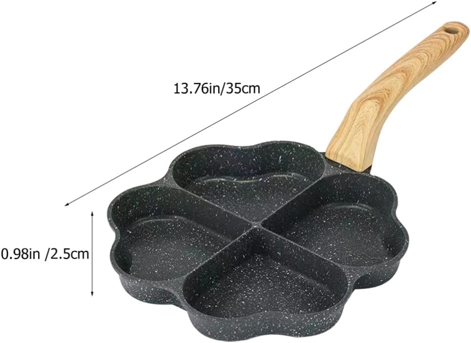 AEKDO Heart-Shaped 4-Cup Non-Stick Aluminum Egg Frying Pan, Easy Clean, Gas & Induction Compatible 4