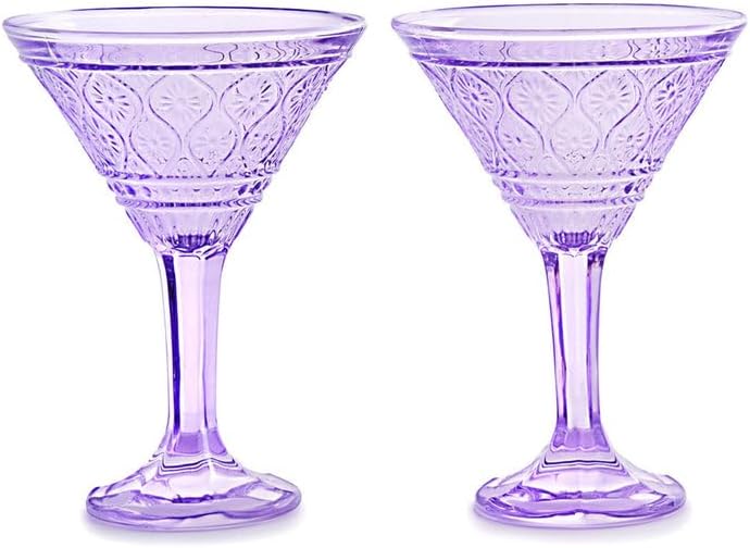 Godinger Claro Lavender Martini Glasses – Set of 4 8oz Colored Stemware, Elegant Cocktail Glasses for Martinis, Cosmopolitans & Entertaining