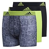 adidas Youth Kids-Boy's Performance Boxer Briefs Underwear (3-Pack), Hinder Black Semi Solar Slime/Black Black/Semi Sol, LARGE