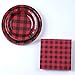 Aneco 98 Pieces Red and Black Plaid Party Supplies Party Tableware Paper Plates and Napkins for 24 Guests