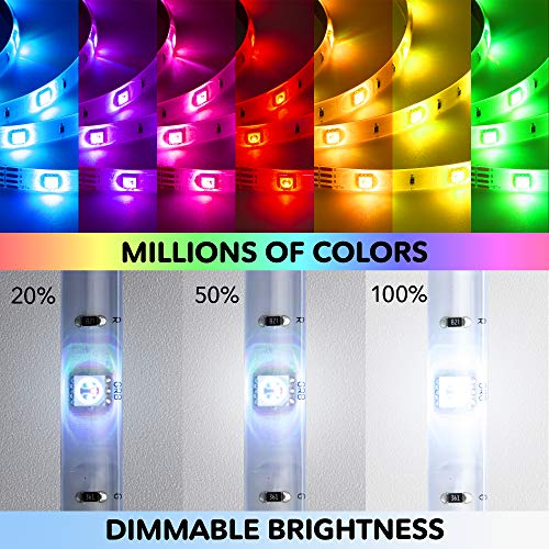Image of Geeni Prisma Strip-USB - Smart Wi-Fi LED Light Strip Kit for Indoor & Outdoor - Dimmable & Trimmable LED Strip Lights Compatible with Alexa & Google Home - 2m /6.6ft (Pack of 4)