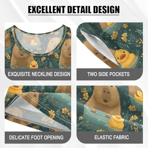ALAZA Capybaras Ducks Pajama Set Short Sleeve Sleepwear Soft Lounge Nightwear4