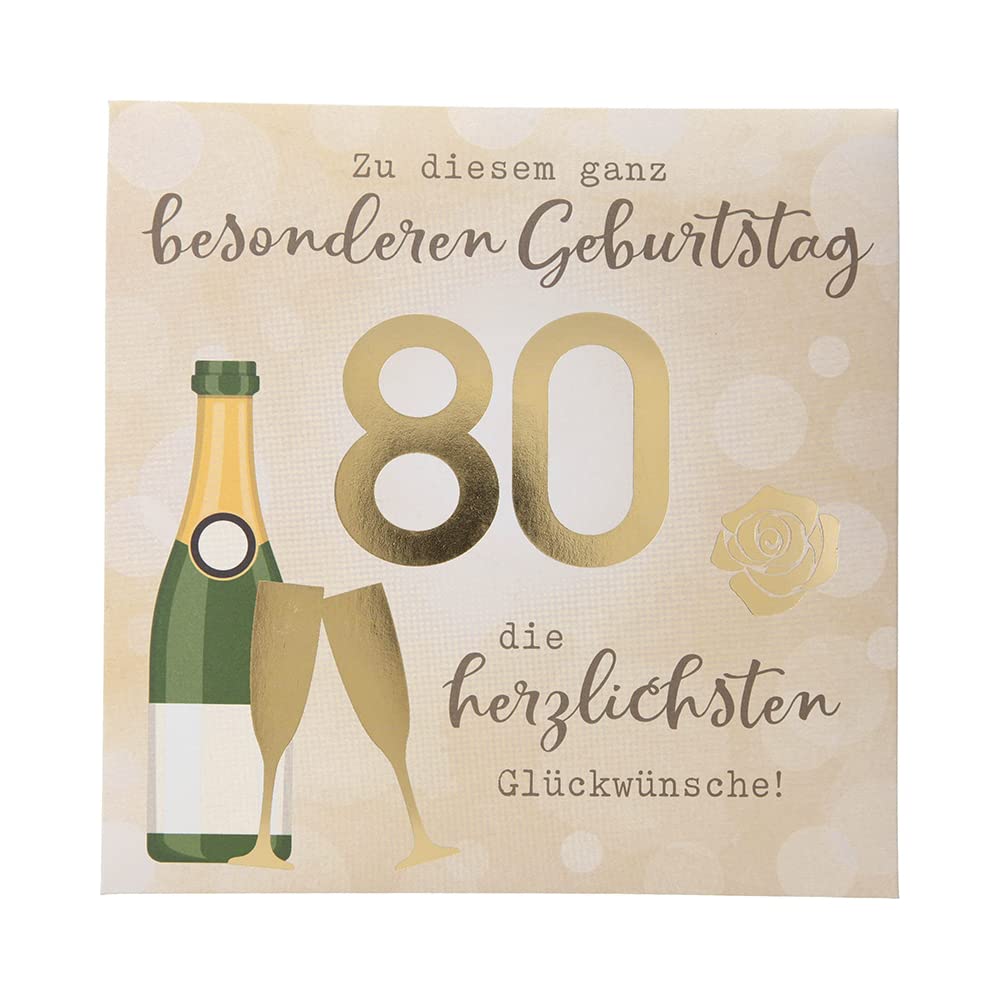 Depesche Pop-up Glückwunschkarte zum 80. Geburtstag – Klappkarte mit Musik, Lichteffekt und Spruch