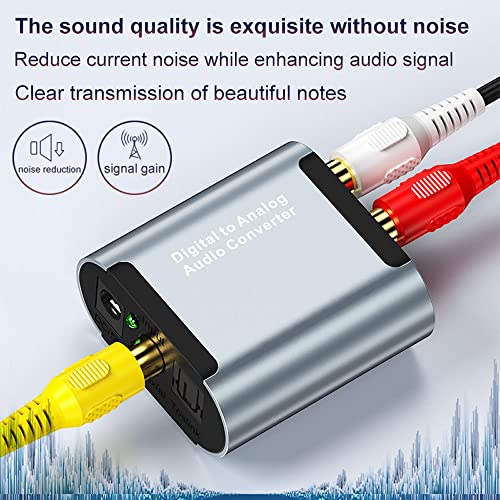 Convertidor DAC 192 KHz SPDIF Toslink a audio estéreo analógico R/L adaptador de 3.5mm 3
