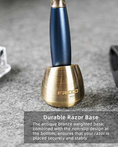 FREED-4-piece-Set-for-Men-Double-Edge-Safety-Razor-with-alloy-handle-include-10-count-Japanese-6cr13-Stainless-Steel-blade-Its-the-best-gift-for-men-fathersor-birthdays-Blue