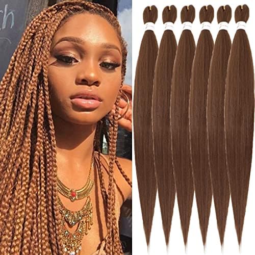 WIGENIUS 30 inch Long Pre-stretched Braiding Hair Easy Braid 6 Packs/Lot Professional Synthetic Fiber Crochet EZ Braids Yaki Texture Knotless Ginger Braiding Hair Extensions (30 inch,30#)