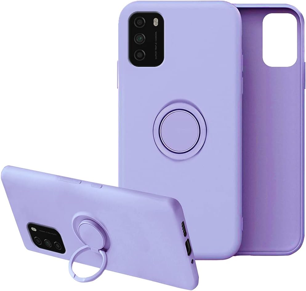 para Funda Poco M3 Silicona Líquido, Fundas Poco M3 Case Antigolpes para Magnético Car Soporte, Carcasa Xiaomi Poco M3 Funda Suave (Xiaomi Poco M3, Púrpura)