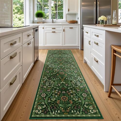 NakedCloud 2x6 Floral Runner Rug for Kitchen Washable Hallway Runner Rug