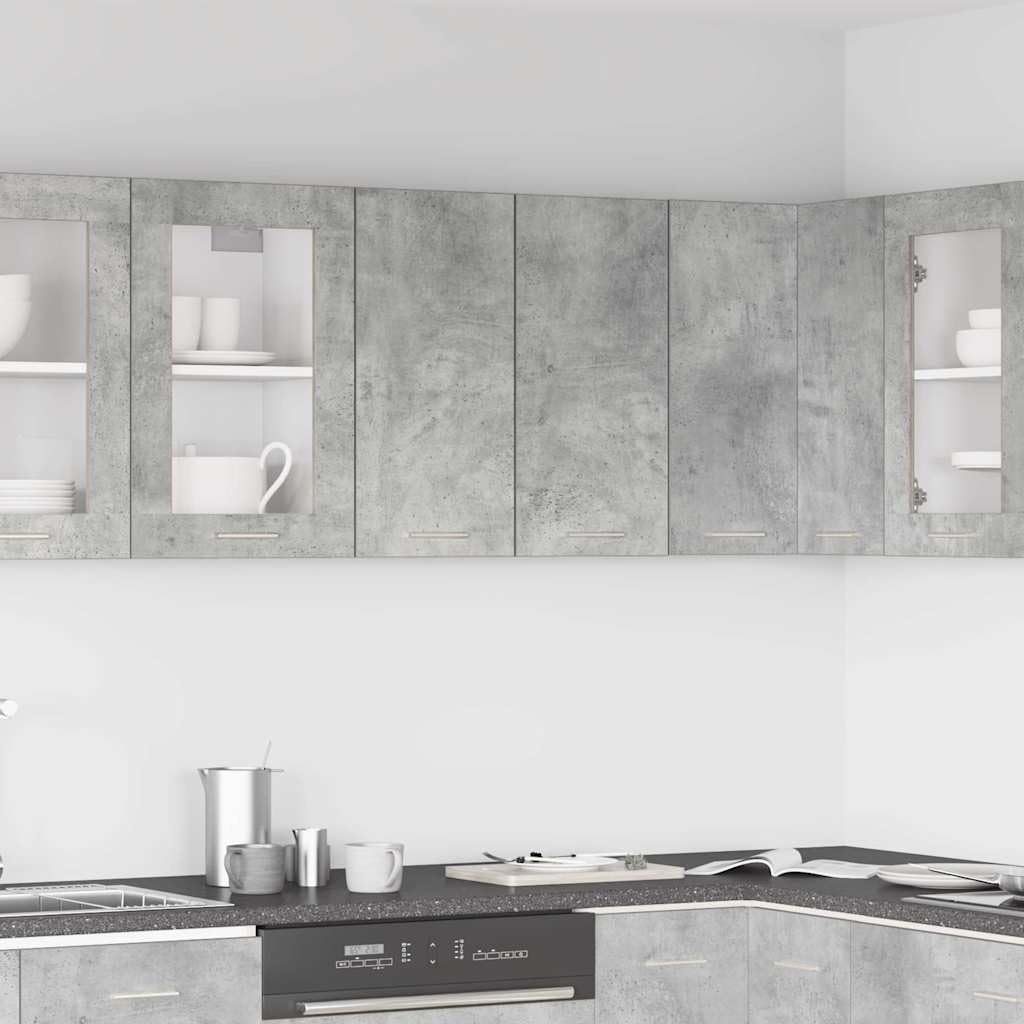 Küchenwandschrank Betongrau 60x31x60 cm, Holzwerkstoff Hängeschrank für Küche, Sideboard zur Lagerung von Geschirr, Möbel für Speisekammer, Langlebig
