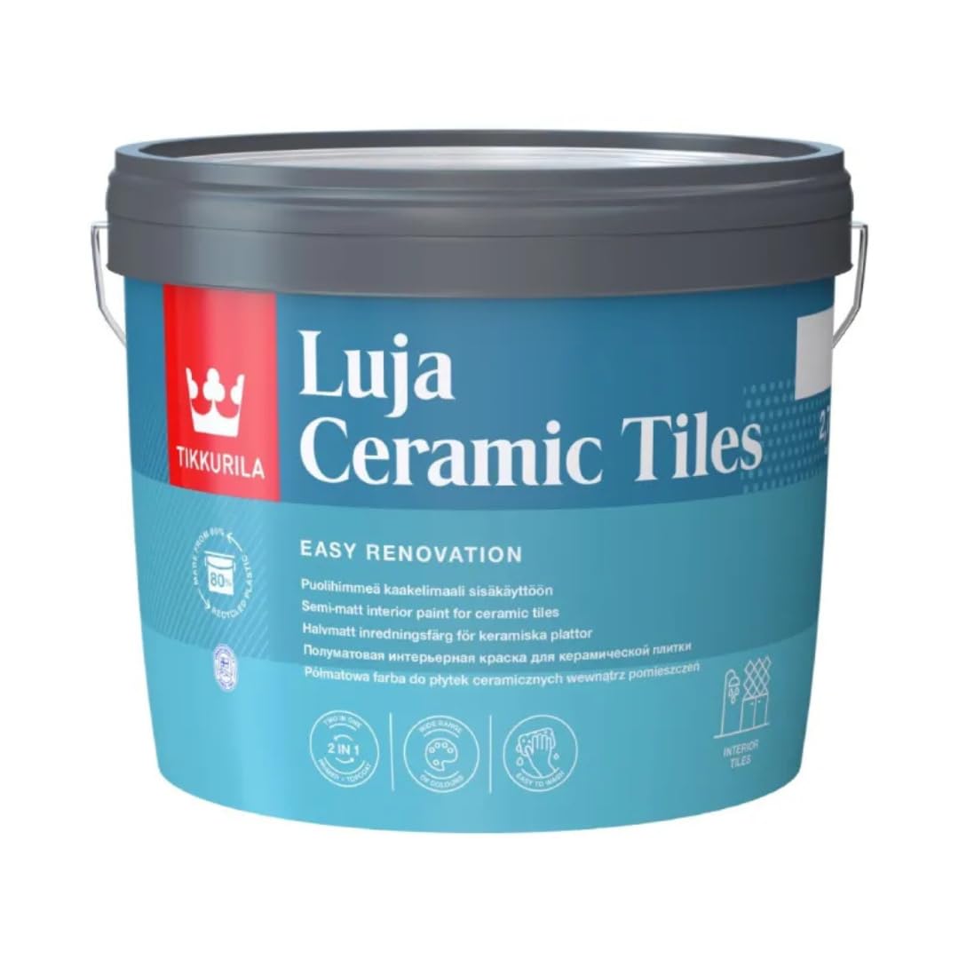 TIKKURILA Luja Ceramic Tiles - Semi-matt paint for Ceramic Tiles - Available in White & 100+ Colours (Dark Colours (Customise Now), 3 Liters) — image 1