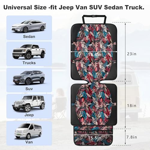 Image of Car Seat Protector for Child Car Seat, 2 Pack Baby Car Seat Covers with Mesh Pockets & Non-Slip Backing 600D Durable Seat Protector Under Baby Car Seat for Car Back Seat (Red Leaves, Large)