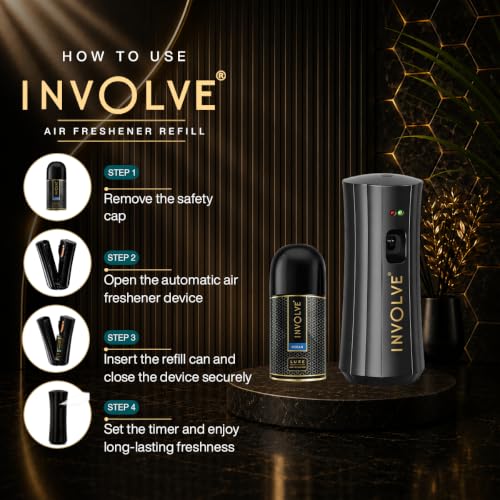 Image of Involve Luxe Automatic Air Freshener Kit (Machine + Refill) | Ocean Fragrance | Premium Room Freshener with Adjustable Spray Control | Long-Lasting for Home & Office | Up to 2200 Sprays | 225ml